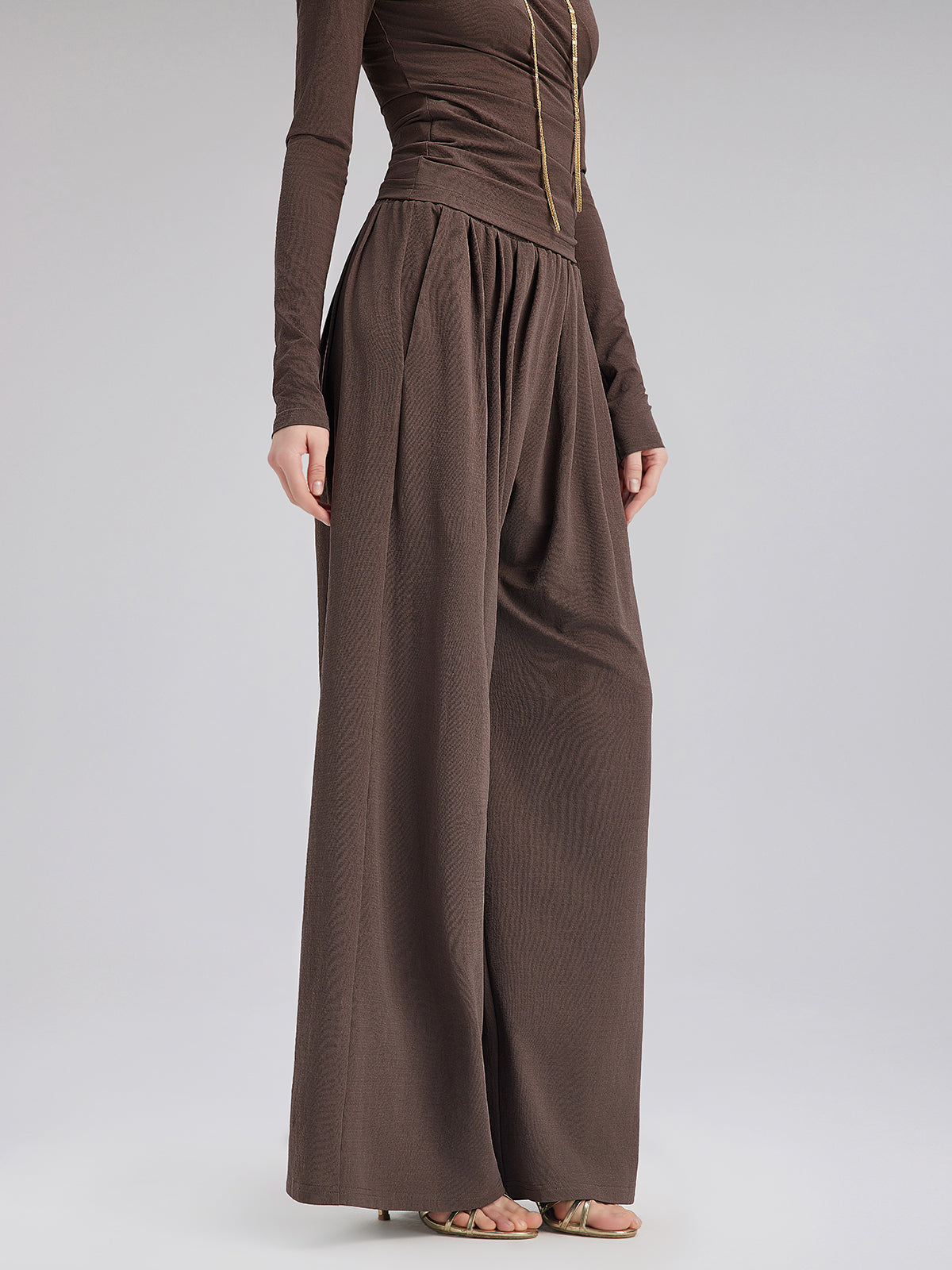 Relaxed Loose Straight-Leg Knit Pants