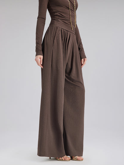 Relaxed Loose Straight-Leg Knit Pants