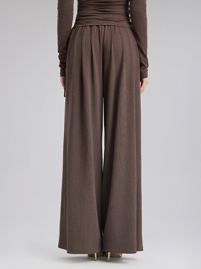 Relaxed Loose Straight-Leg Knit Pants