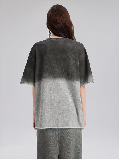 Gradient-Coated Rhinestone Knit Tee