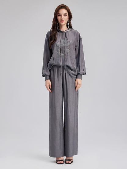 Relaxed Acetate Straight-Leg Pants