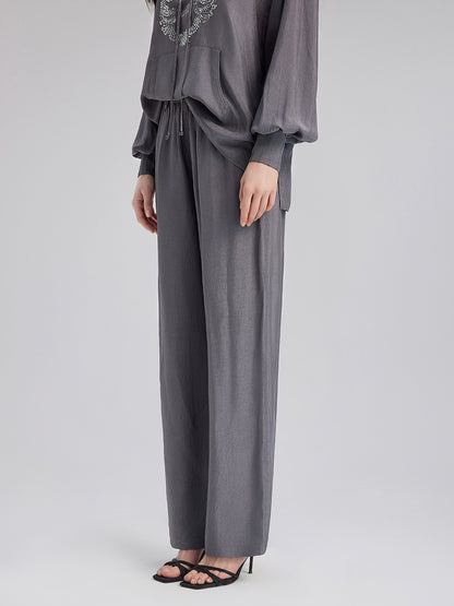 Relaxed Acetate Straight-Leg Pants