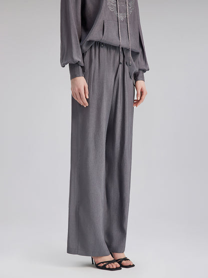 Relaxed Acetate Straight-Leg Pants