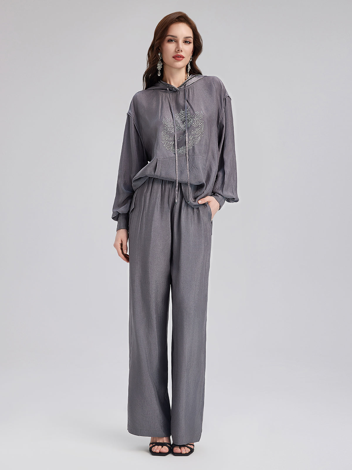 Relaxed Acetate Straight-Leg Pants