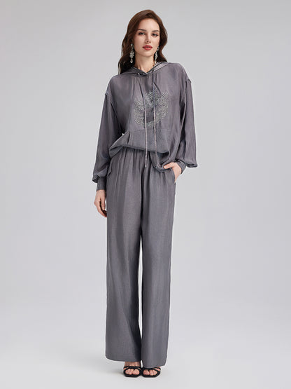Relaxed Acetate Straight-Leg Pants