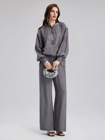 Relaxed Acetate Straight-Leg Pants