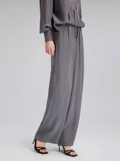 Relaxed Acetate Straight-Leg Pants