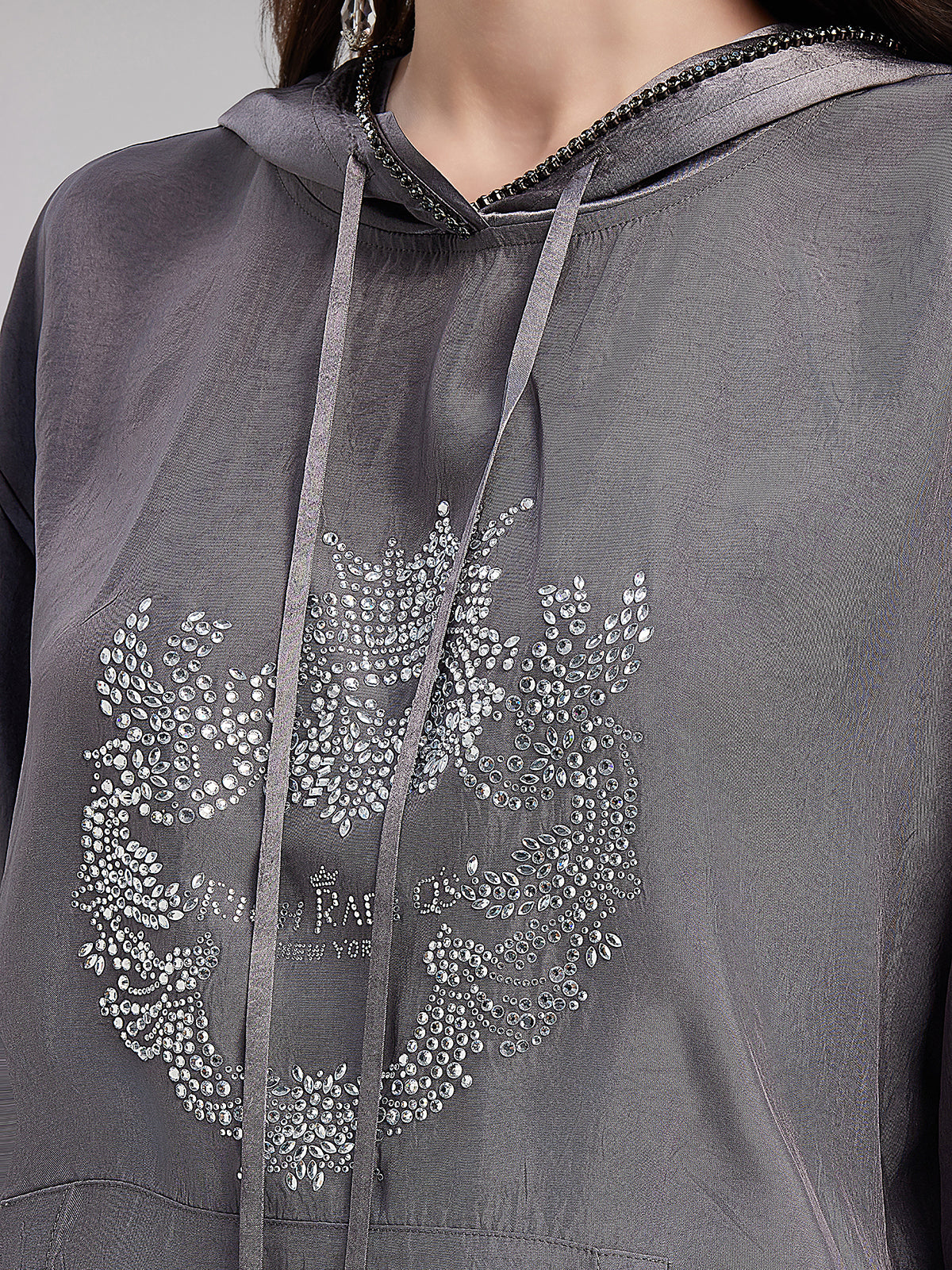Handcrafted Rhinestone Hoodie Sweatshirt