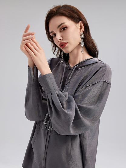 Handcrafted Rhinestone Hoodie Sweatshirt