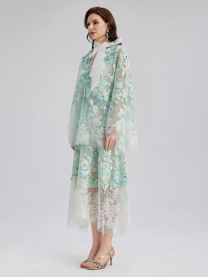 Handcrafted Lace Embroidery V-Neck Jacket