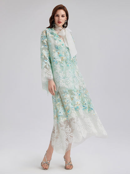 Lace Cut-Out A-Line Skirt