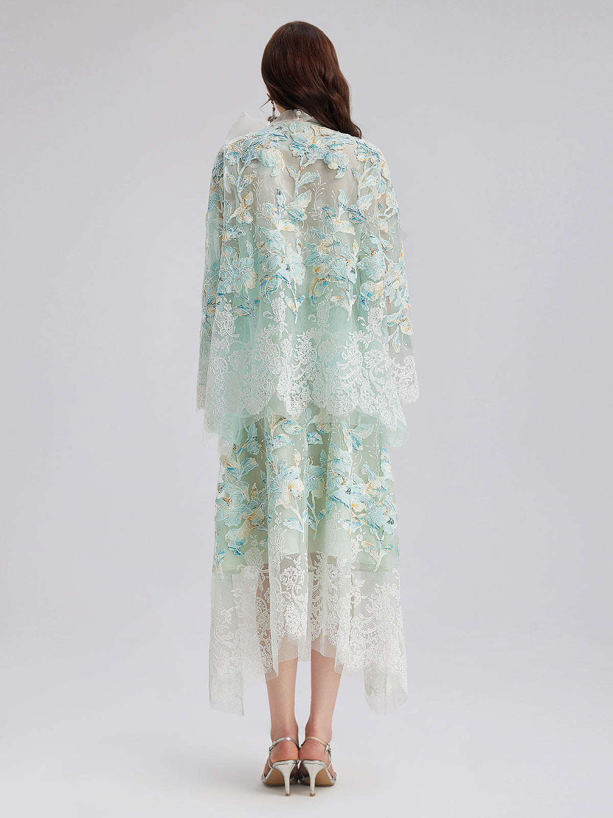 Handcrafted Lace Embroidery V-Neck Jacket