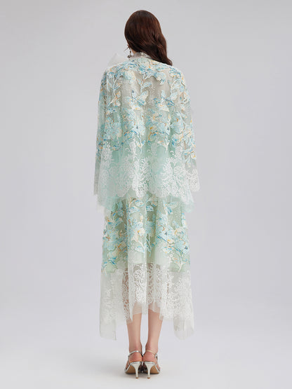Handcrafted Lace Embroidery V-Neck Jacket