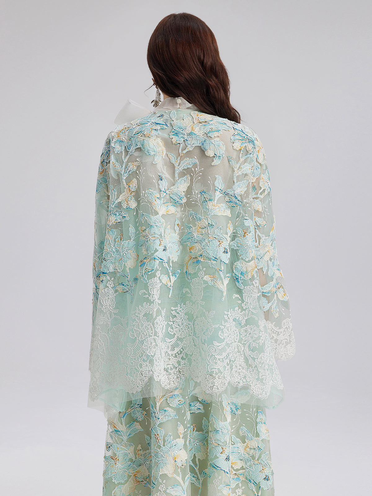 Handcrafted Lace Embroidery V-Neck Jacket