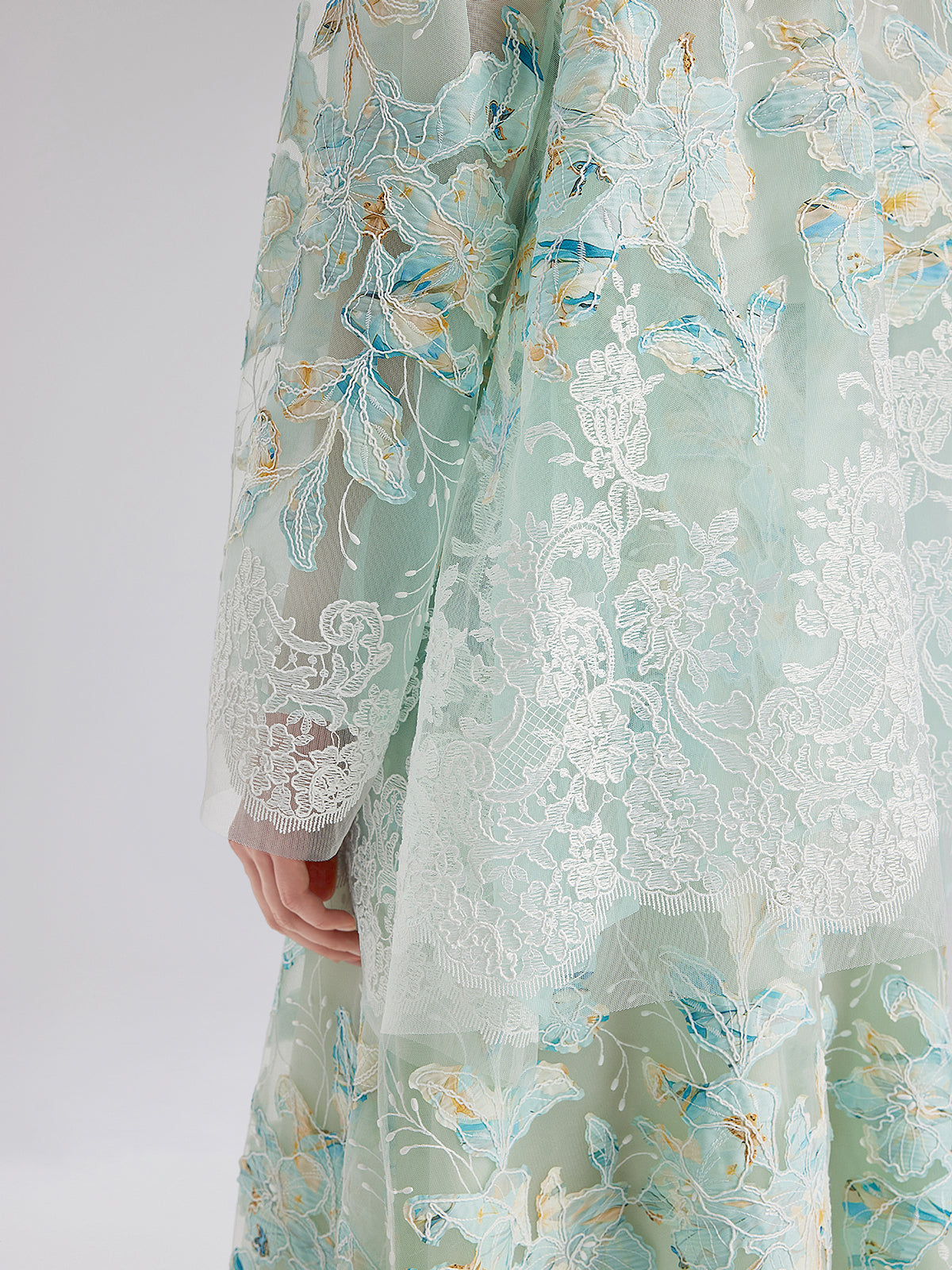 Handcrafted Lace Embroidery V-Neck Jacket