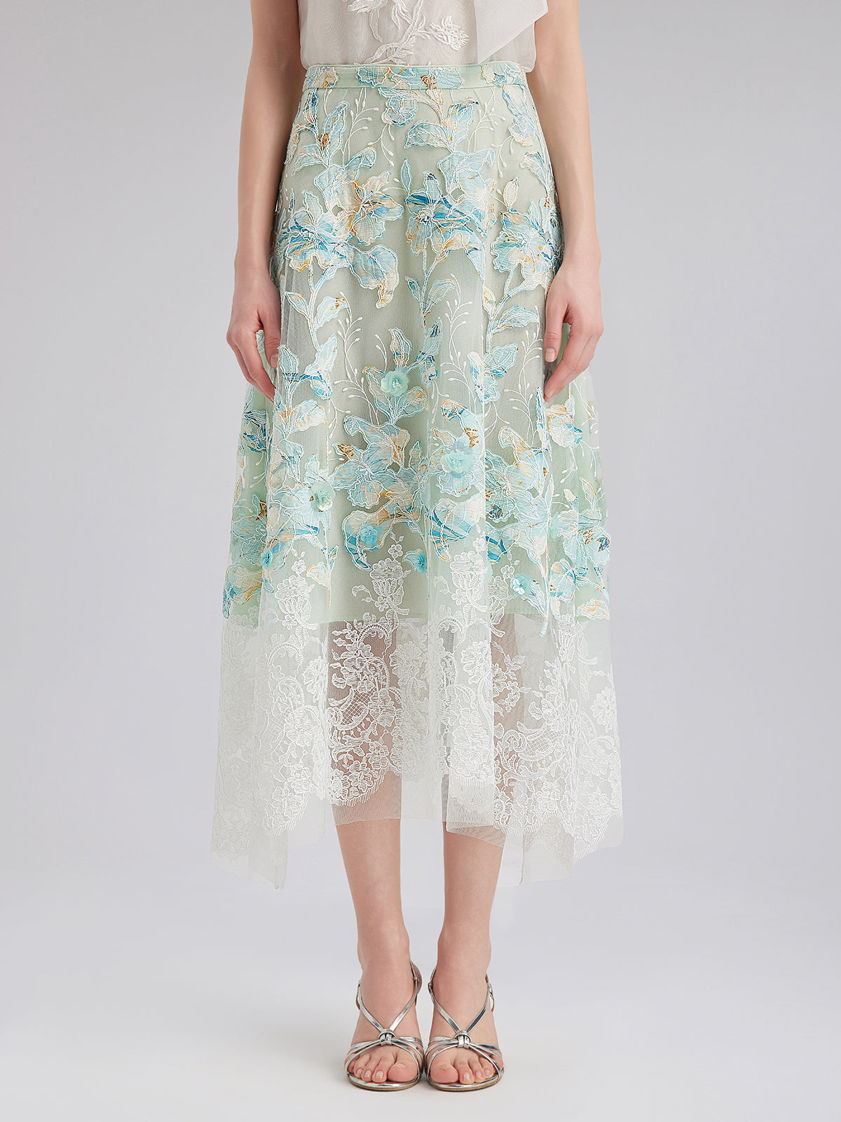 Lace Cut-Out A-Line Skirt