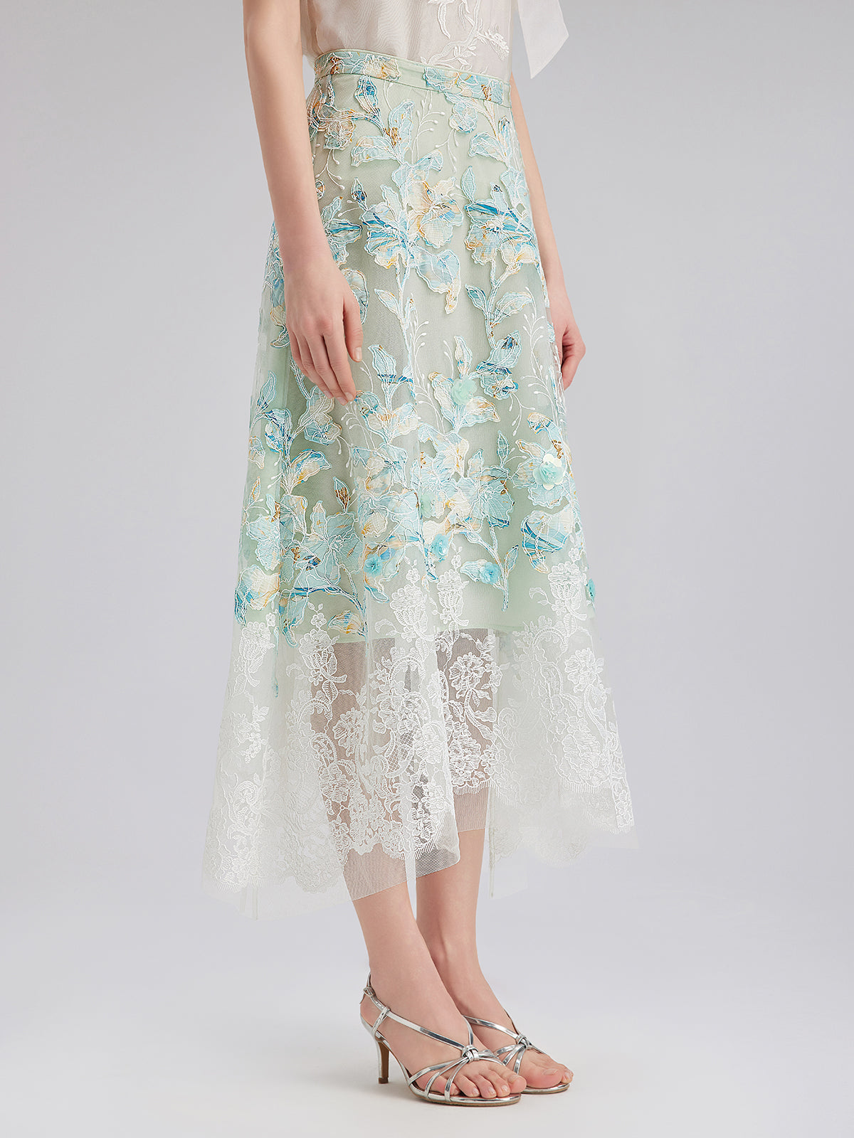 Lace Cut-Out A-Line Skirt