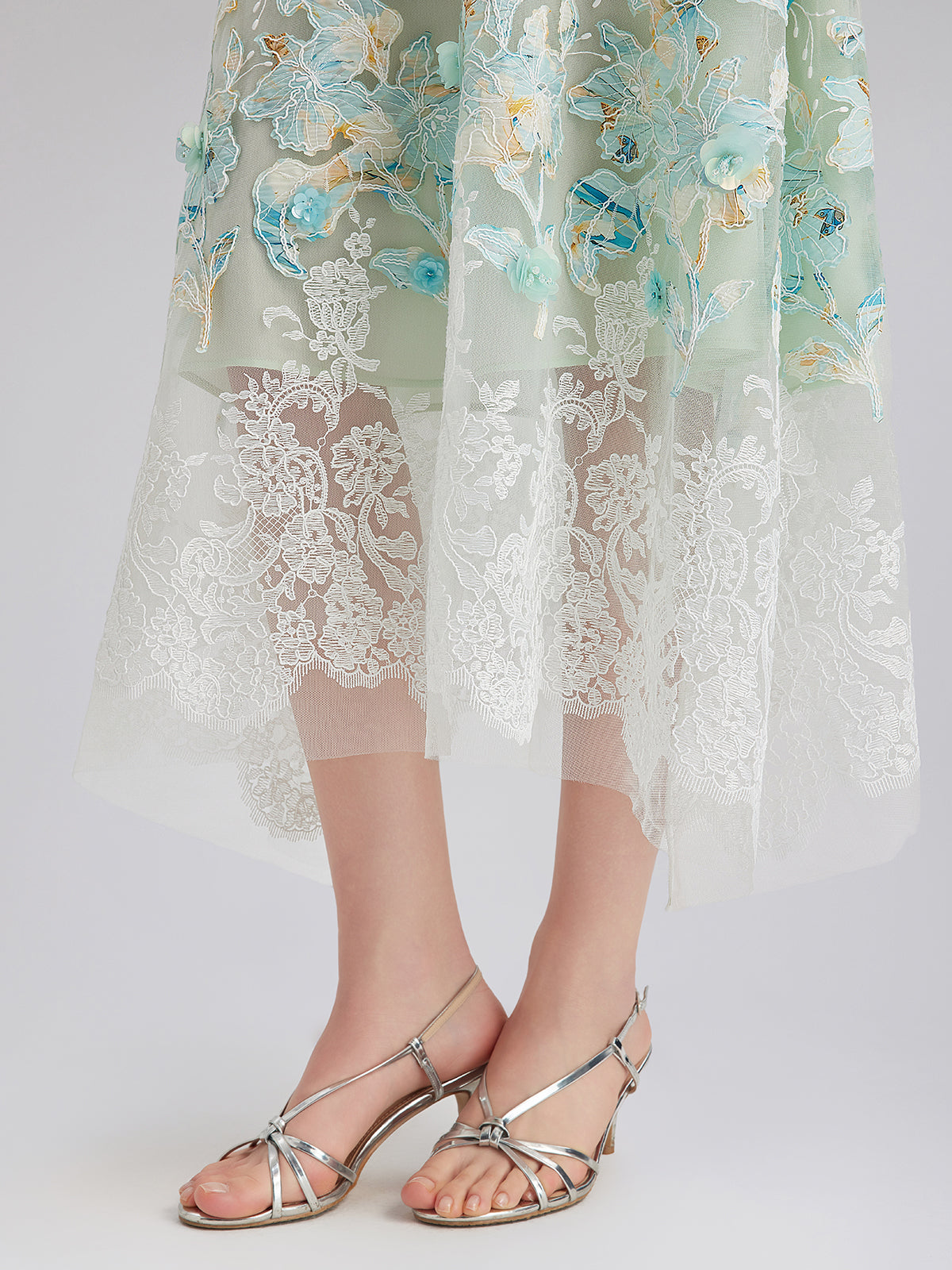 Lace Cut-Out A-Line Skirt