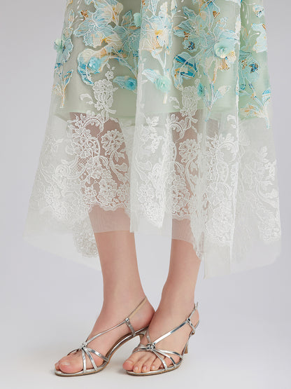 Lace Cut-Out A-Line Skirt