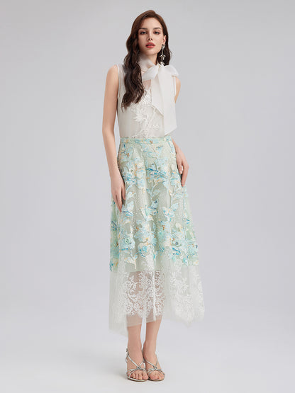 Lace Cut-Out A-Line Skirt