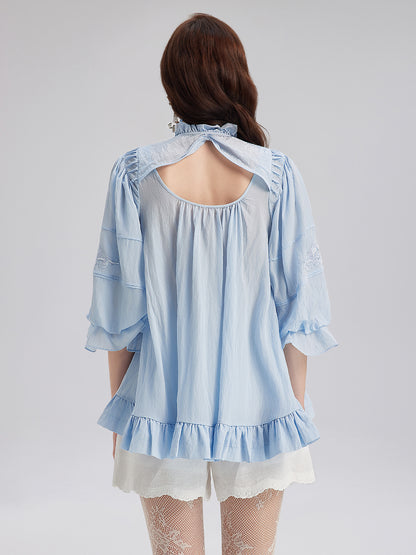 Beaded Lace Embroidered Peplum Top
