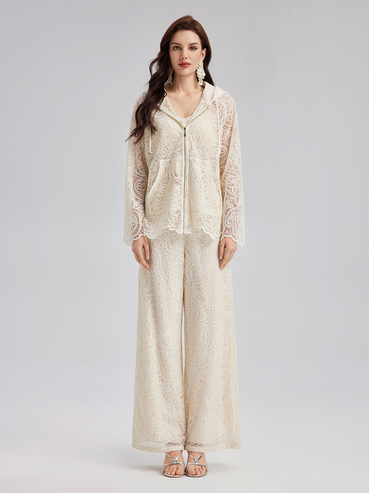 Lace Hooded Elegant Jacket