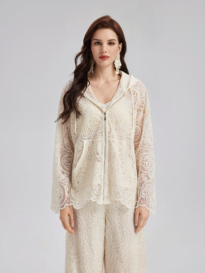 Lace Hooded Elegant Jacket