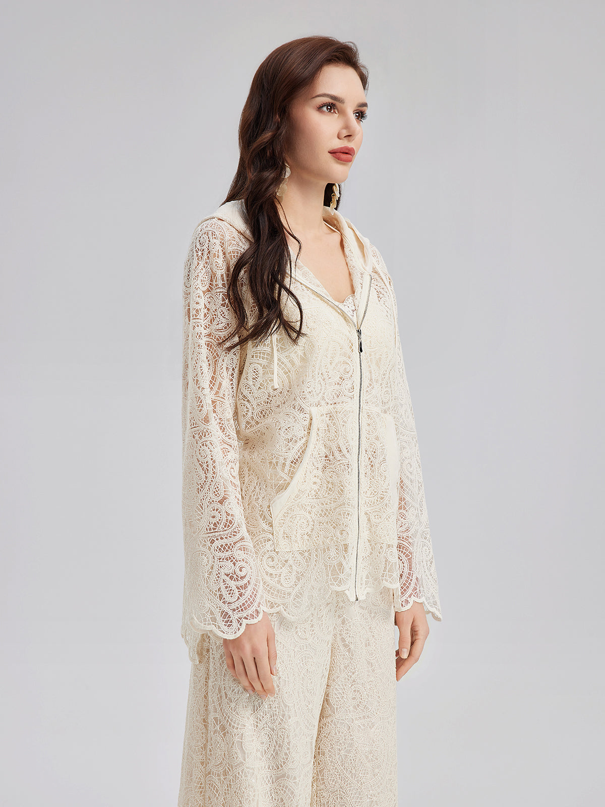 Lace Hooded Elegant Jacket