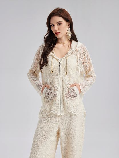Lace Hooded Elegant Jacket