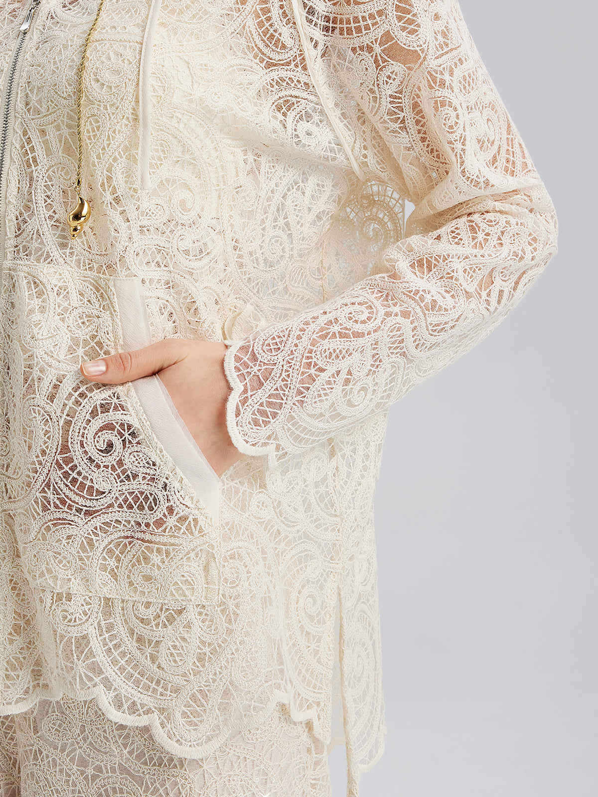 Lace Hooded Elegant Jacket