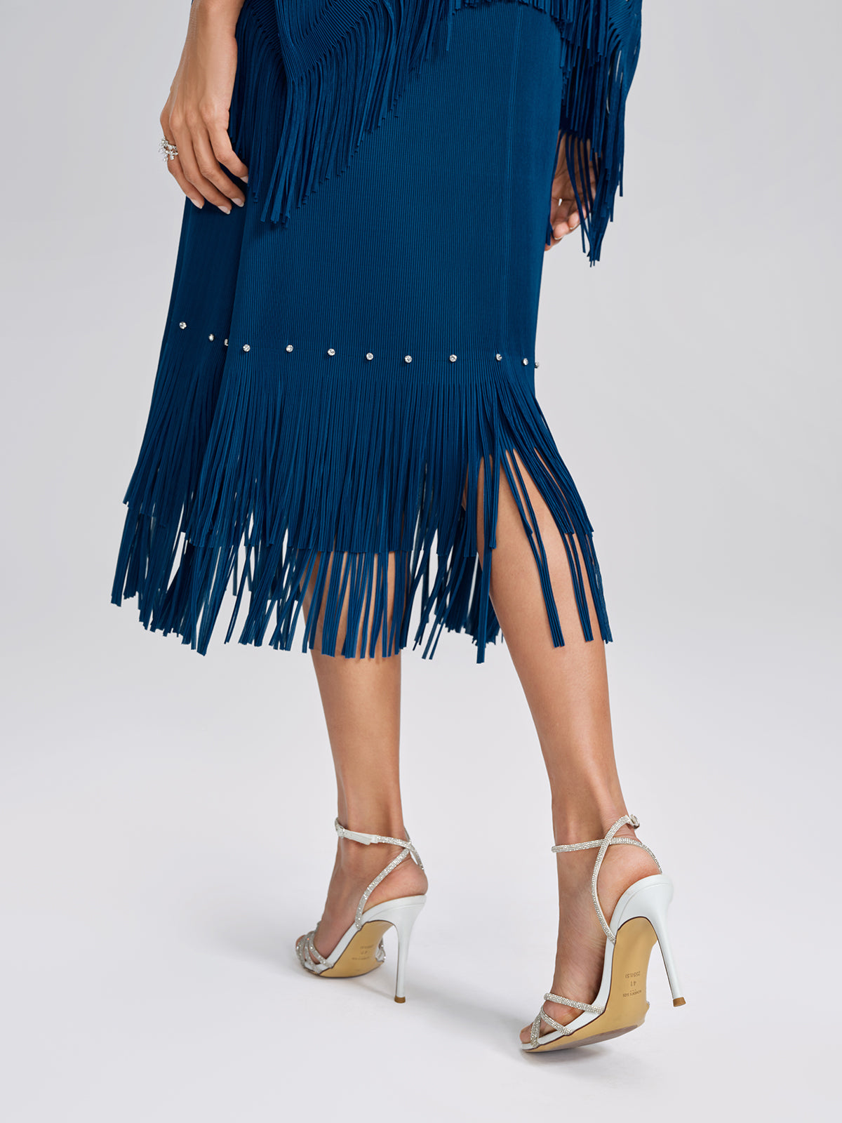 Hand-Beaded Openwork Burnout Cape Dress Set