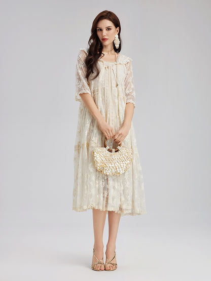 Hooded Lace Embroidered Set