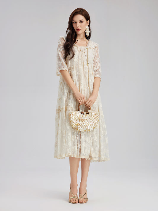 Hooded Lace Embroidered Set
