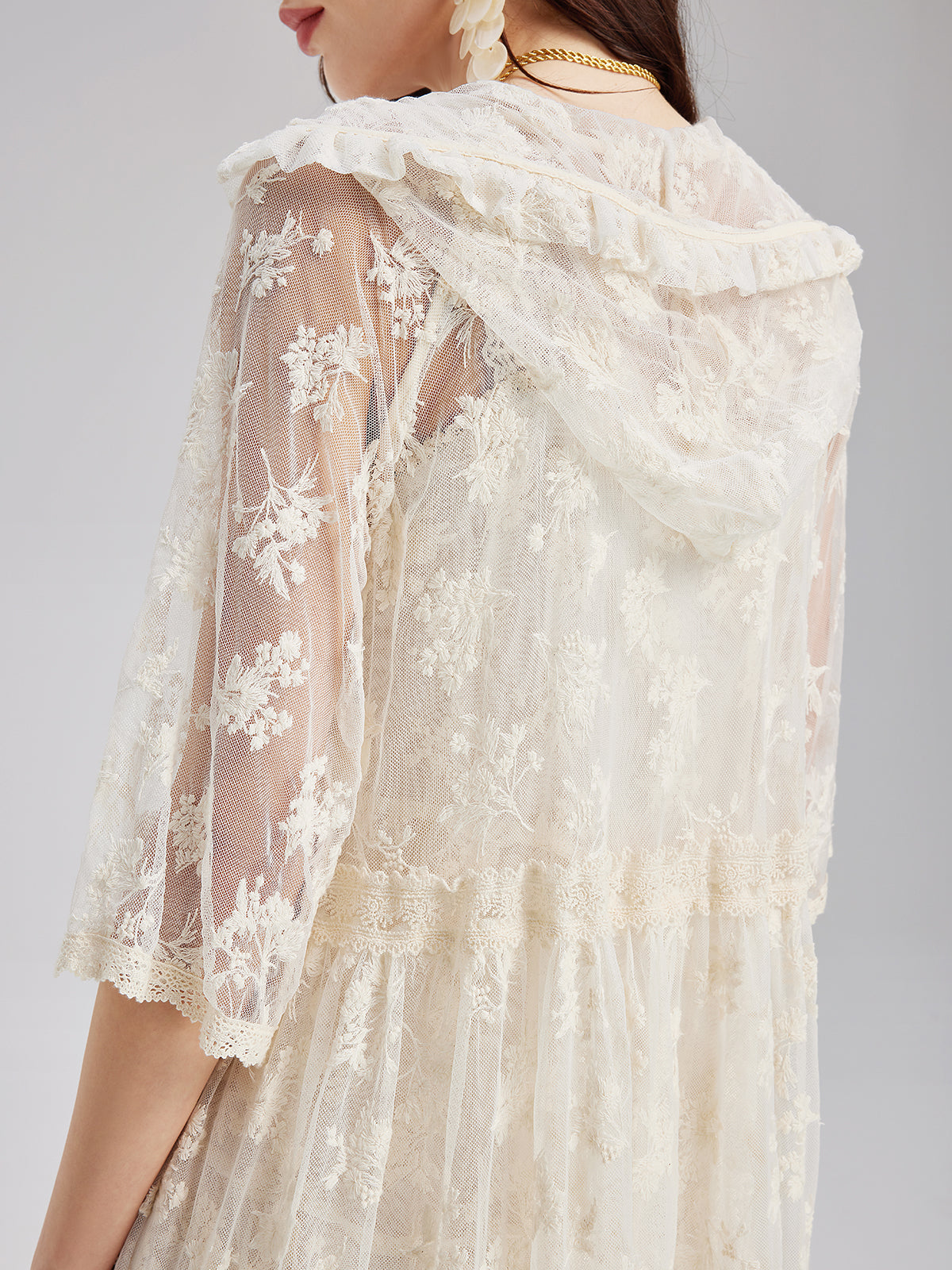 Hooded Lace Embroidered Set