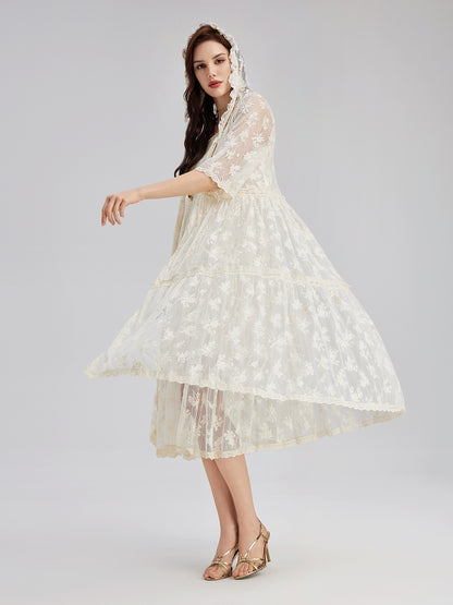 Hooded Lace Embroidered Set