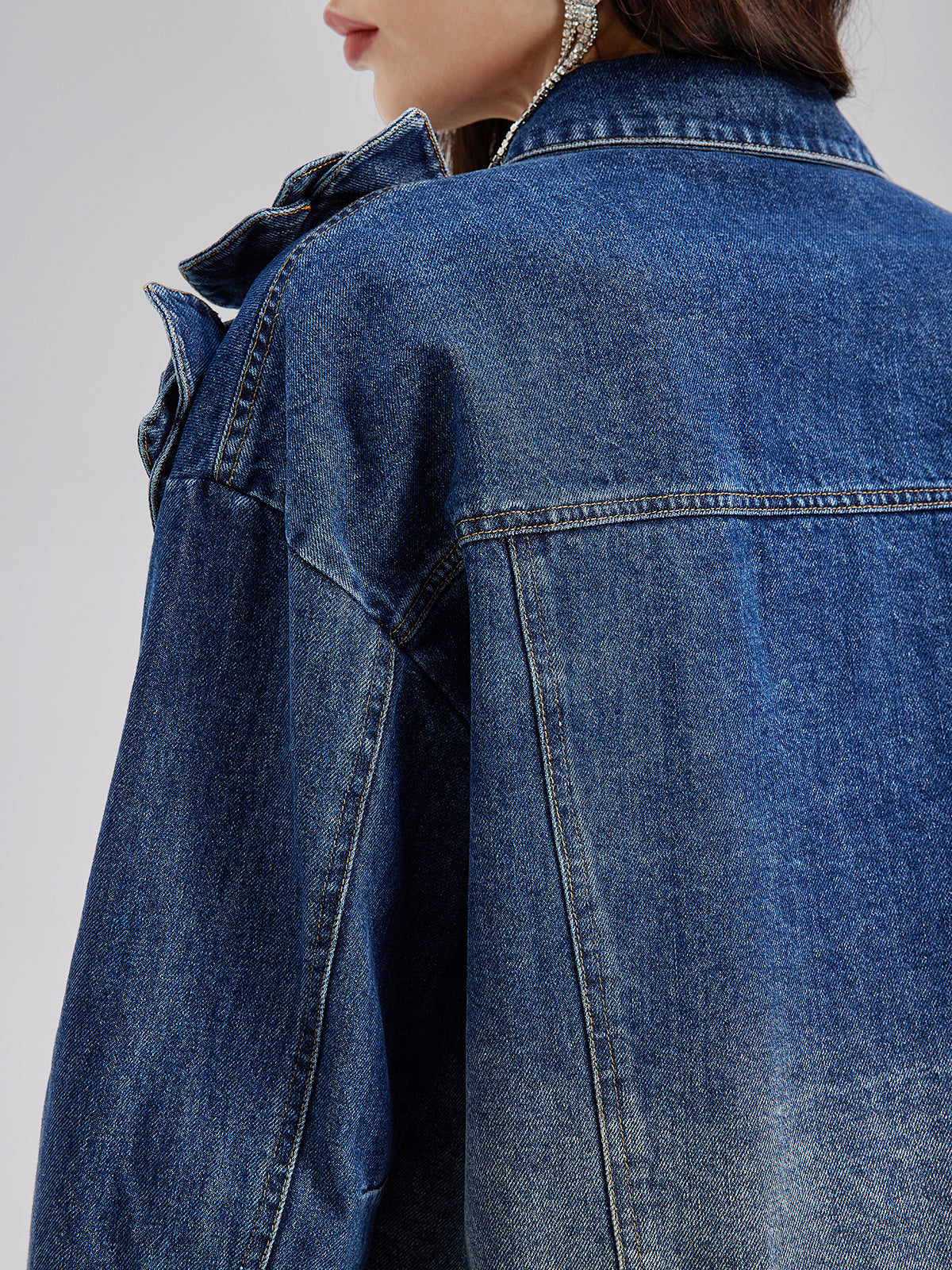 Handcrafted Floral Gradient Denim Jacket