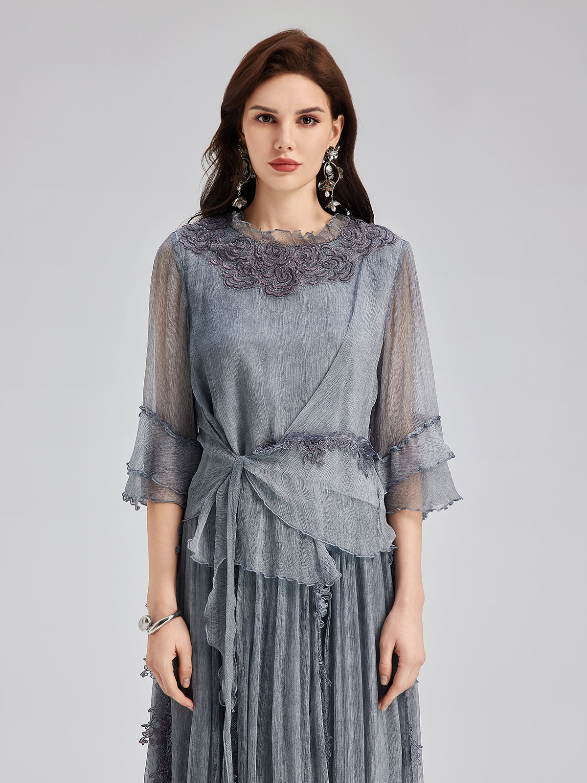 Elegant Lace-Dyed Silk Top
