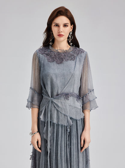 Elegant Lace-Dyed Silk Top