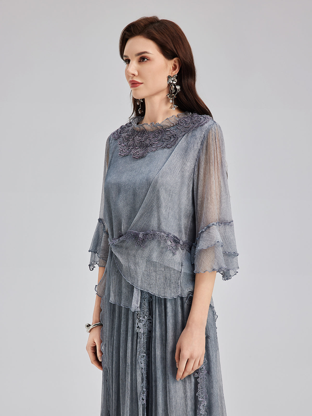 Elegant Lace-Dyed Silk Top