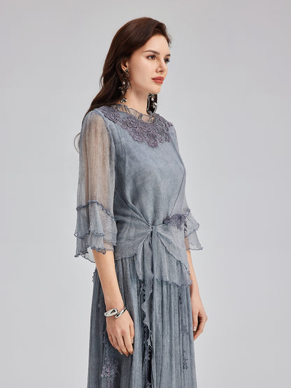 Elegant Lace-Dyed Silk Top