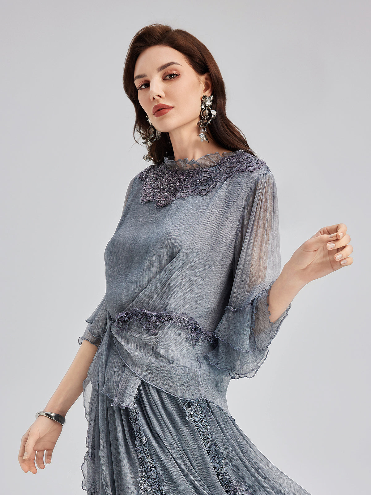 Elegant Lace-Dyed Silk Top
