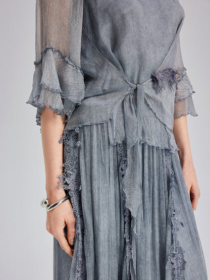 Elegant Lace-Dyed Silk Top