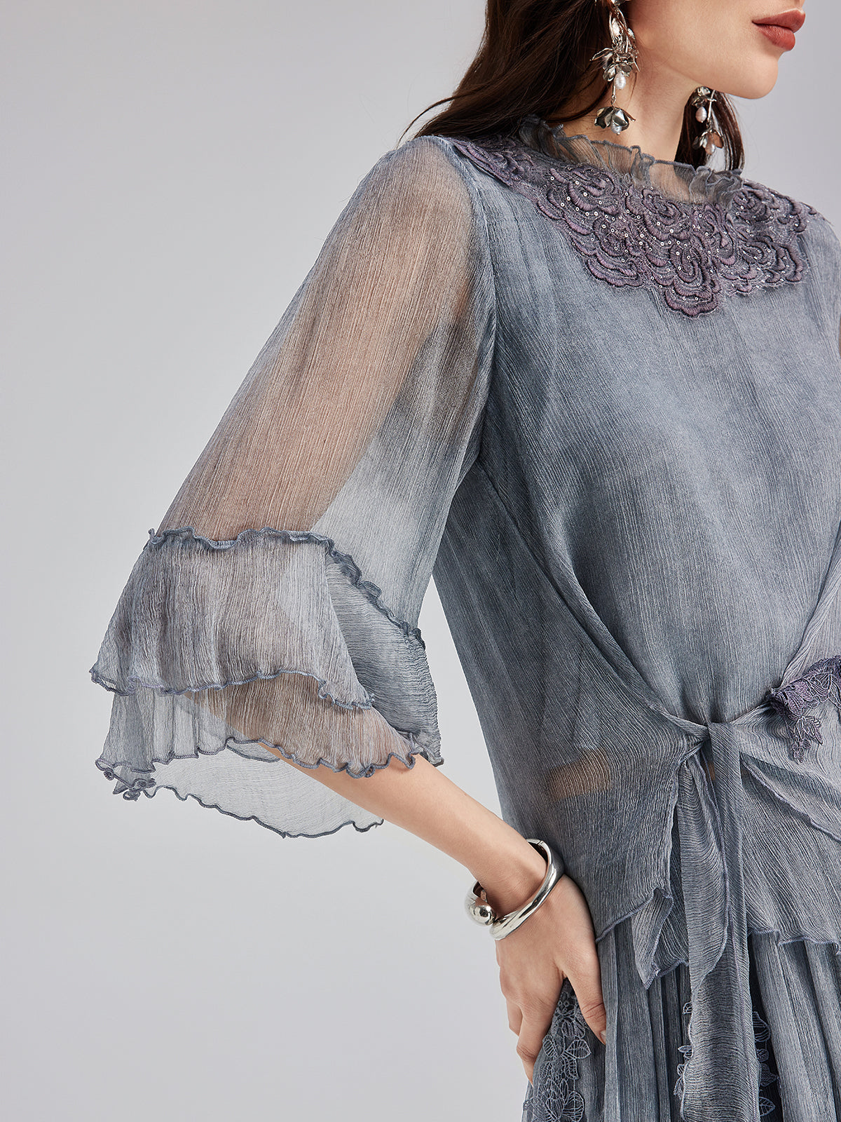 Elegant Lace-Dyed Silk Top