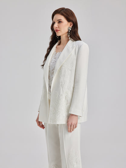 Luxe Floral Embroidered Relaxed Blazer