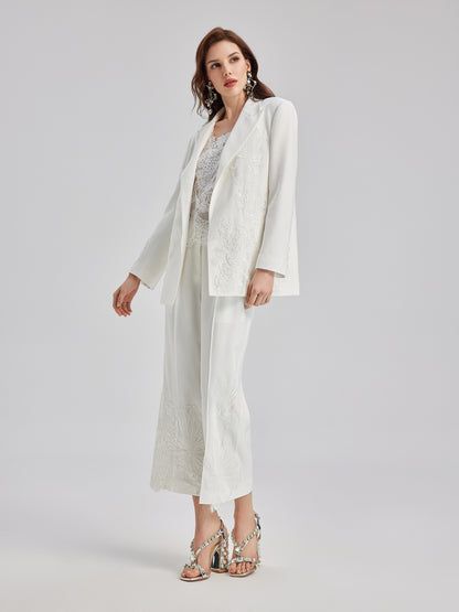 Luxe Floral Embroidered Relaxed Blazer
