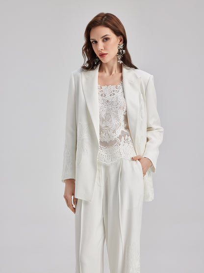 Luxe Floral Embroidered Relaxed Blazer