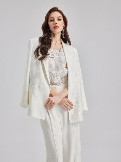Luxe Floral Embroidered Relaxed Blazer