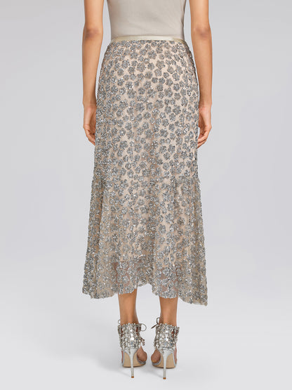 Hand-Embellished Sequin & Beaded Mermaid Skirt