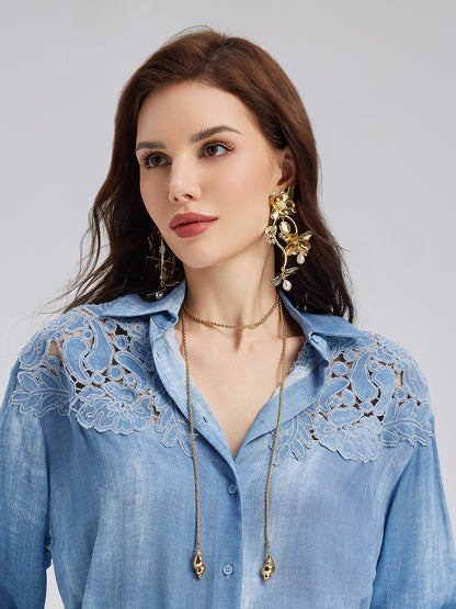 Gold-Tone Shell Pendant Necklace