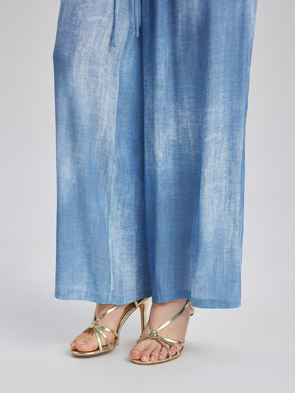 Gradient-Dyed Printed Denim Pants